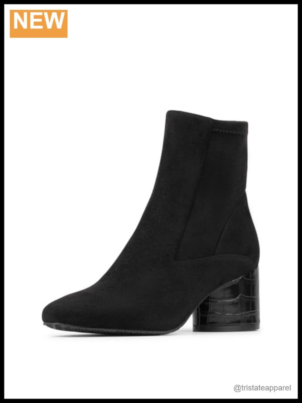 Women's Ankle Booties with Block Heel, Faux Leather, Memory Foam, Zip Closure